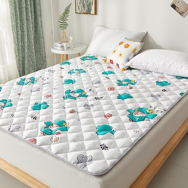 美帮汇可水洗床护垫儿童榻榻米床垫0.9m单人学生宿舍四季防滑地垫 仙人掌 180*200cm【加厚可水洗折叠】