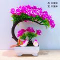 维诺亚新款假花仿真花仿真塑料盆景酒柜客厅婚房装饰玄关摆放摆件 喜庆月亮玫瑰莲色2鸟+1盆
