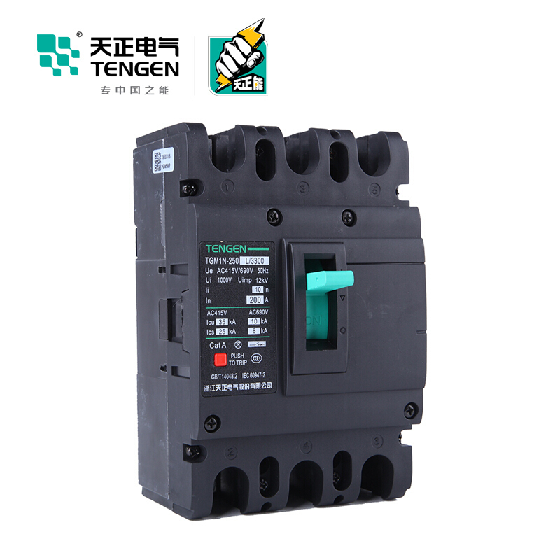 天正电气 TGM1N-250L 35KA 热磁式 200A 3P 手动固定式380V 330021700100塑壳断路器