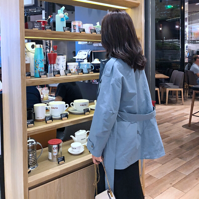 2018秋装小个子lulu风衣女收腰气质港味复古chic宽松工装外套