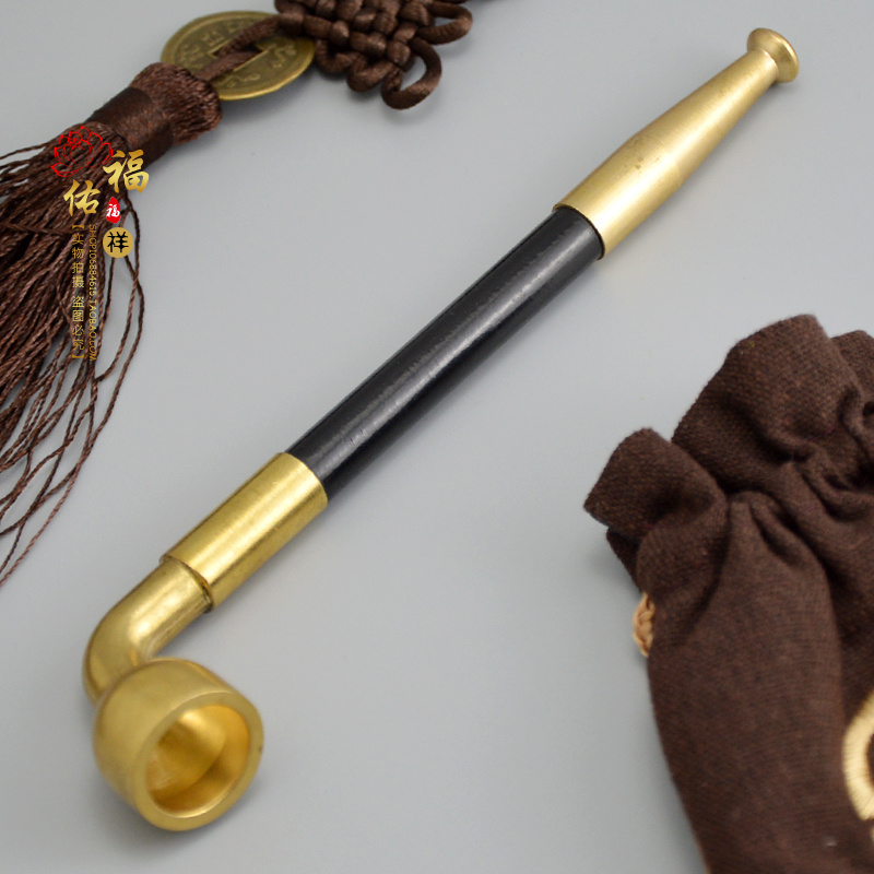 传统老式烟斗烟袋锅旱烟袋手工实木烟杆烟枪玛瑙嘴黄铜烟锅视频