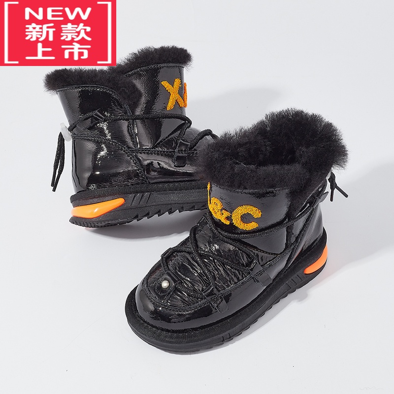 可莉允一体儿童雪地靴宝宝冬季男童防水防滑雪地棉2022加厚棉鞋