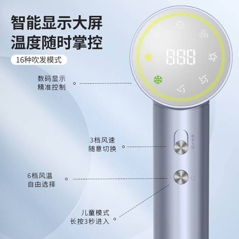 荣事达吹风机高速家用底噪负离子速干大功率风力简白 RC-210Y高清大图