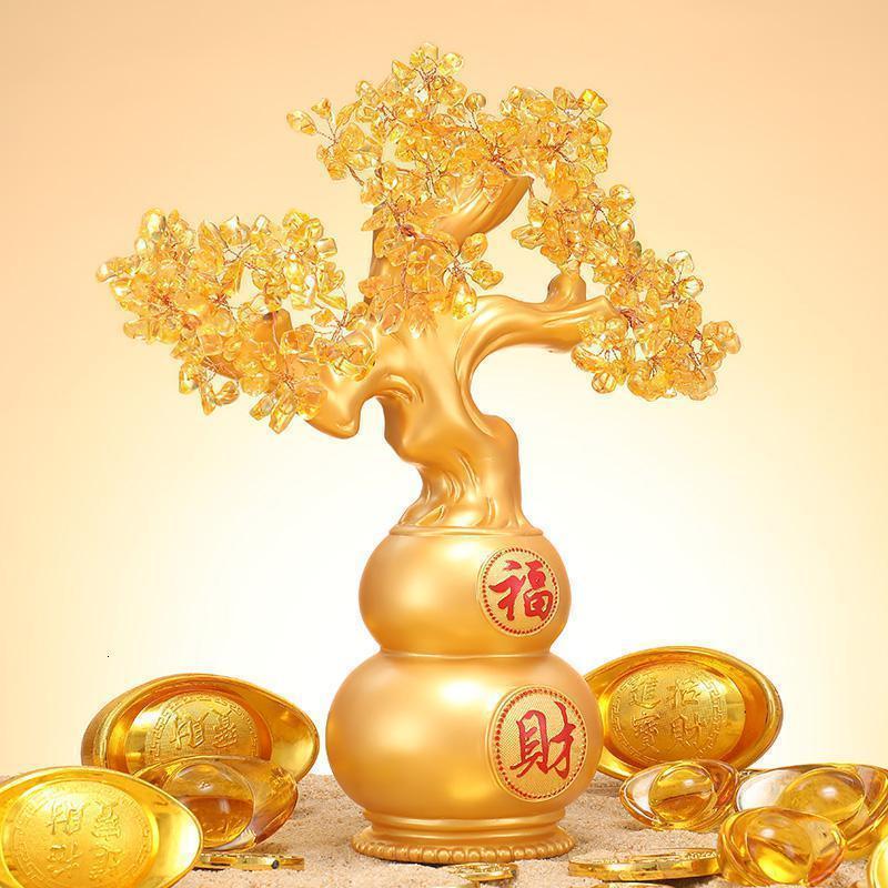 家柏饰corated水晶发财树摆件大号葫芦工艺品家居客厅酒柜装饰品参数