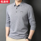 恒源祥2025春秋季中年男士长袖t恤休闲新款爸爸装上衣条纹POLO衫