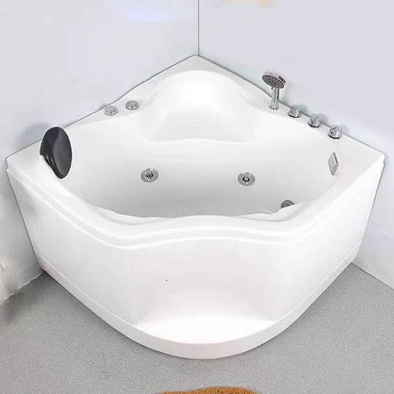 闪电客亚克力三角扇形浴缸家用成人小户型迷你坐式深泡浴盆09米起参数