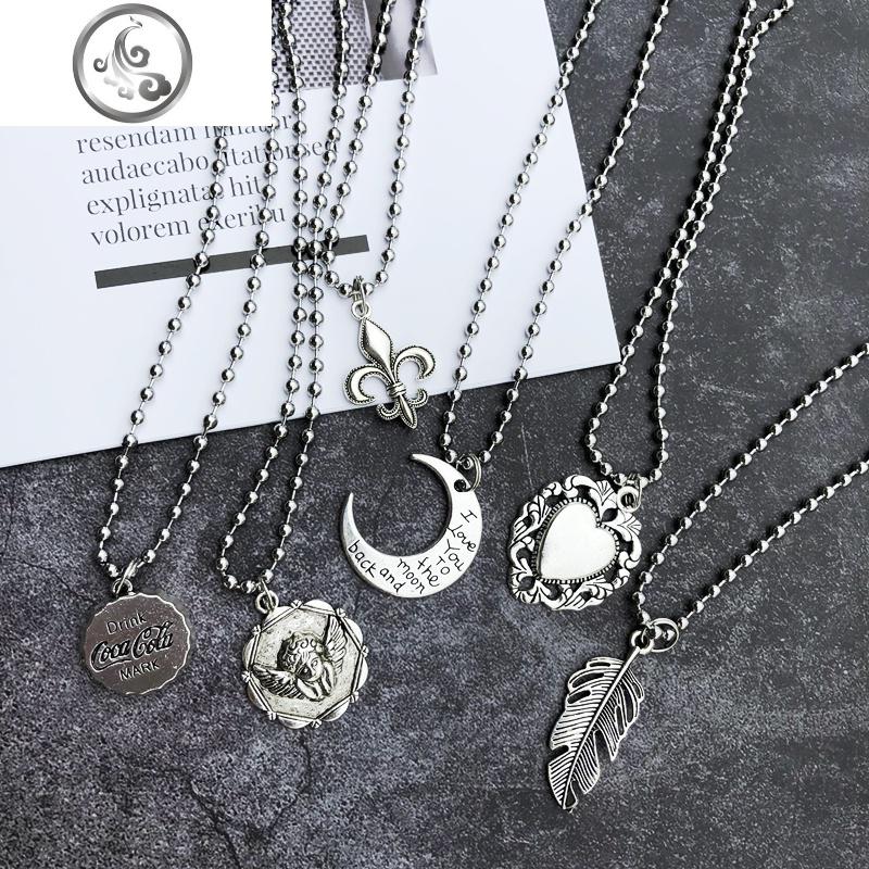 欧美 ins蹦迪女孩项链做旧复古冷淡风天使羽毛嘻哈锁骨链男女情侣 JiMi高清大图