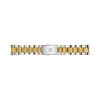 天梭(TISSOT)男士瑞士石英腕表45mm银金双色不锈钢表带绿盘防水