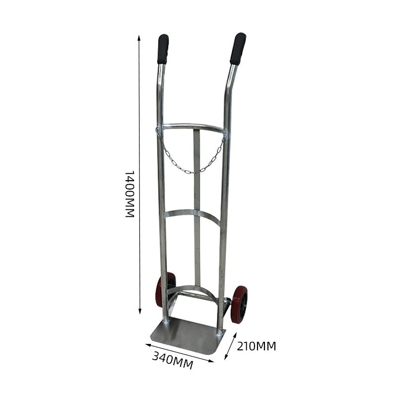臻远ZY-C16气瓶车不锈钢手推车氧气乙炔瓶手推车 2轮单瓶不带支架304材质高清大图