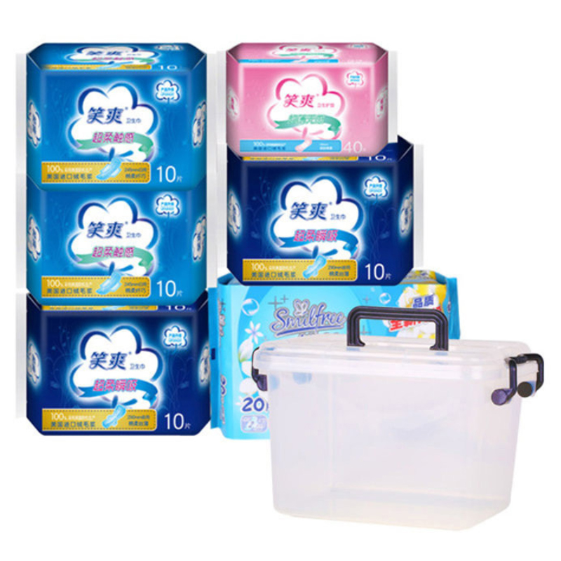 笑爽卫生巾100片全程组合塑箱装913B 棉柔 国产 姨妈巾