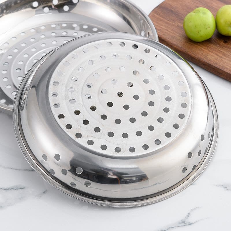 不锈钢蒸盘厨房家用电饭煲蒸笼蒸盘蒸格圆形蒸屉蒸包饺子用冲孔盘 敬平 32cm大孔蒸盘蒸屉/架/篮图片