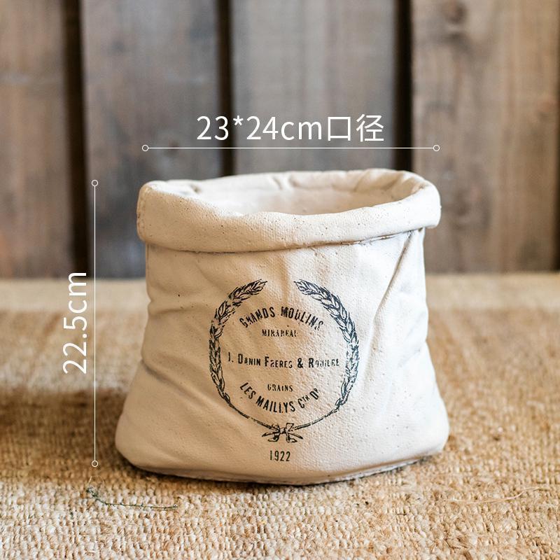 家柏饰(CORATED)水泥帆布口袋大型花盆落地花器地面装饰艺术摆件收纳文艺 谷物口袋(大)打孔请备注 大高清大图