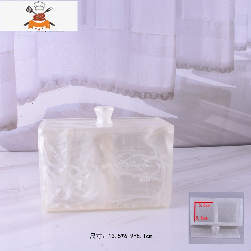 欧式创意浴盐盒 浴盐罐 棉签盒 牙签盒收纳一体盒多功能 敬平 珍白双格收纳盒牙签筒