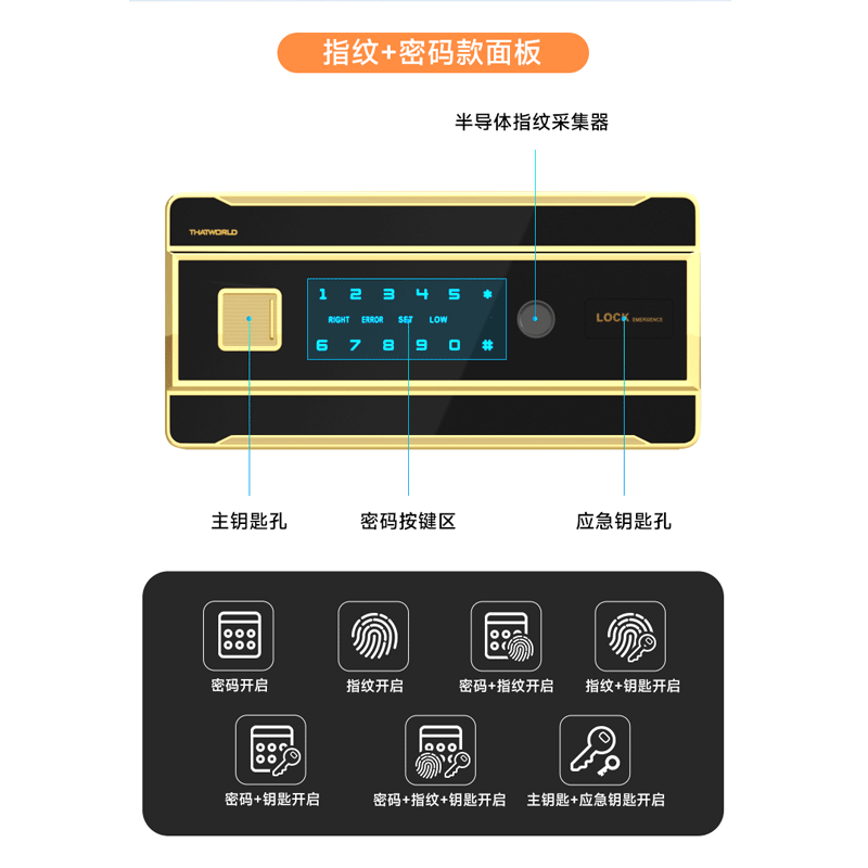 易企采 [黑色指纹+密码+钥匙] 45*51*100CM 防盗保险保管箱柜 单位:台 (颜色可选)高清大图