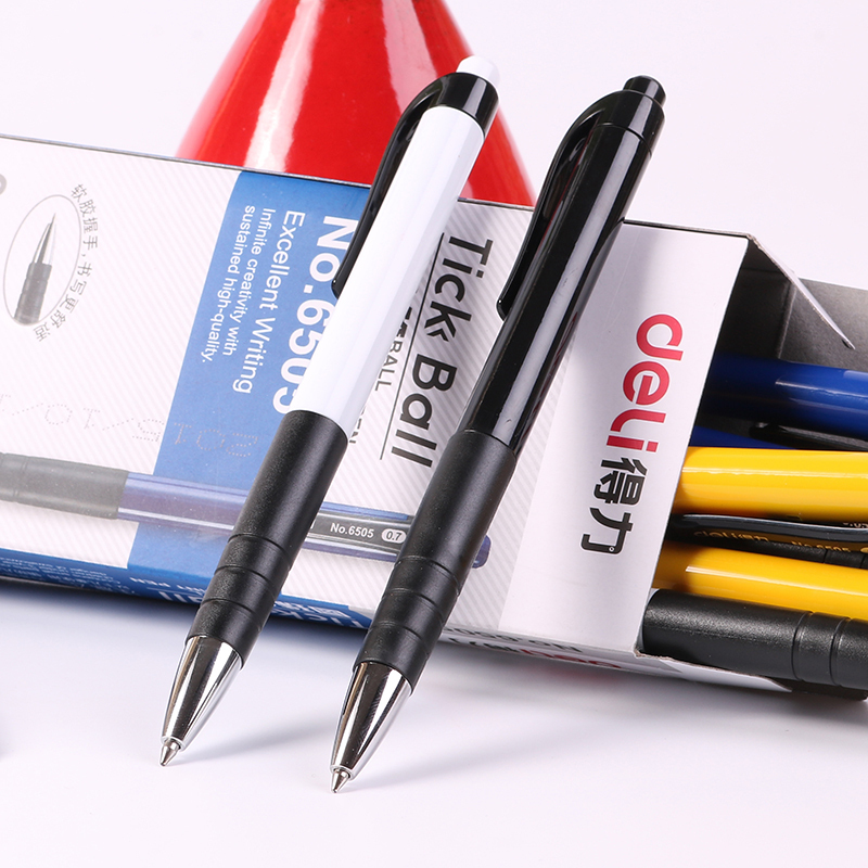 得力文具650507mm按动圆珠笔原子笔12支