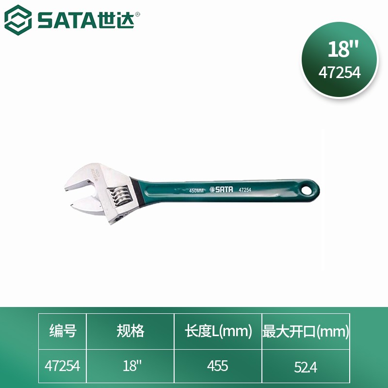 世达沾塑欧式活动扳手活口扳子多规格可选 沾塑欧式活动扳手18“ 47254高清大图