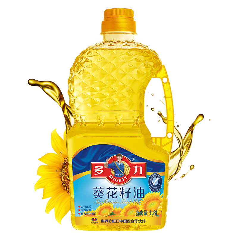 多力葵花籽油1.8L物理压榨充氮保鲜家用小瓶装烹饪炒菜烘焙食用油酥田推荐