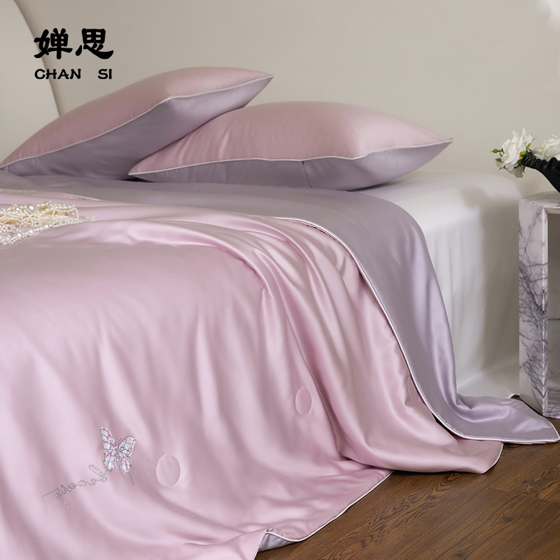 婵思 60S莱赛尔净植力夏被 粉灰高清大图