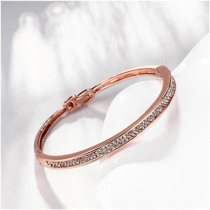 Z001 Women Gold Bracelet 女士水晶手镯镀18K玫瑰金日韩首饰配饰送女朋友七夕情人节礼物