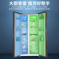 上菱461升对开门冰箱一级能效风冷无霜节能双变频离子净味抗菌大容量双开门家用电冰箱BSE461PWL(丝蕴灰)