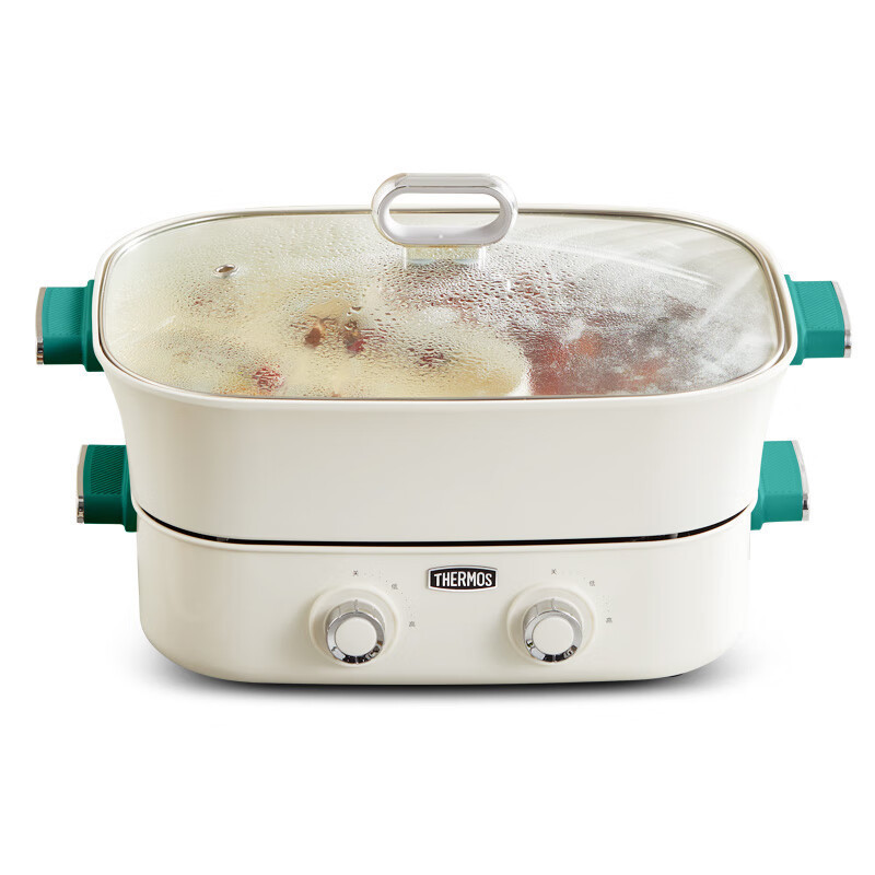 膳魔师 THERMOS家用电煮锅分体式多功能锅双控电热锅双味鸳鸯锅 6.5L EHA-4351A-G高清大图