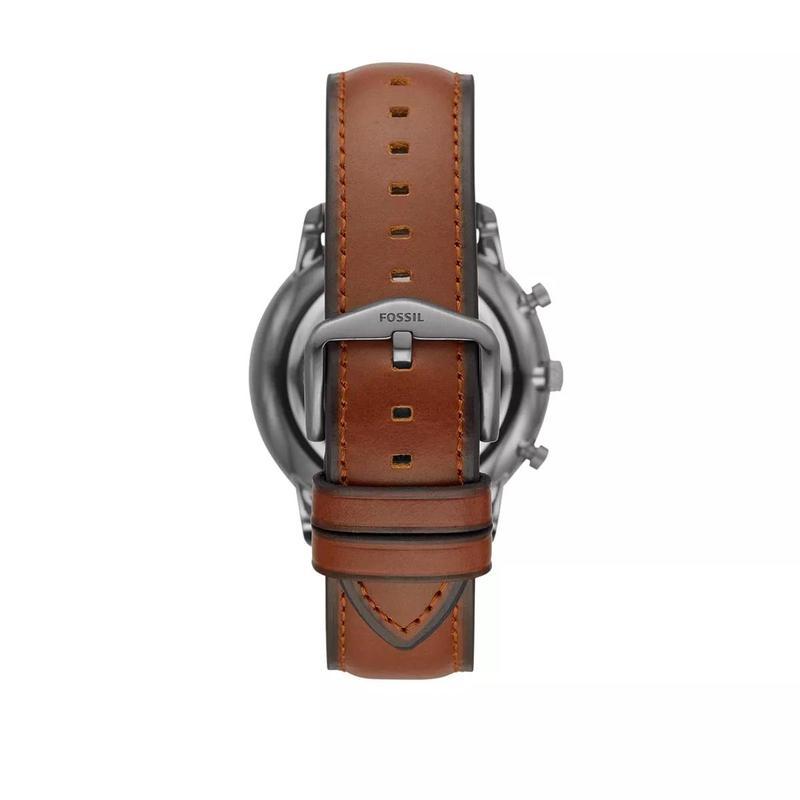Fossil/化石女表烟熏黑盘棕皮带石英机芯日历小时显示