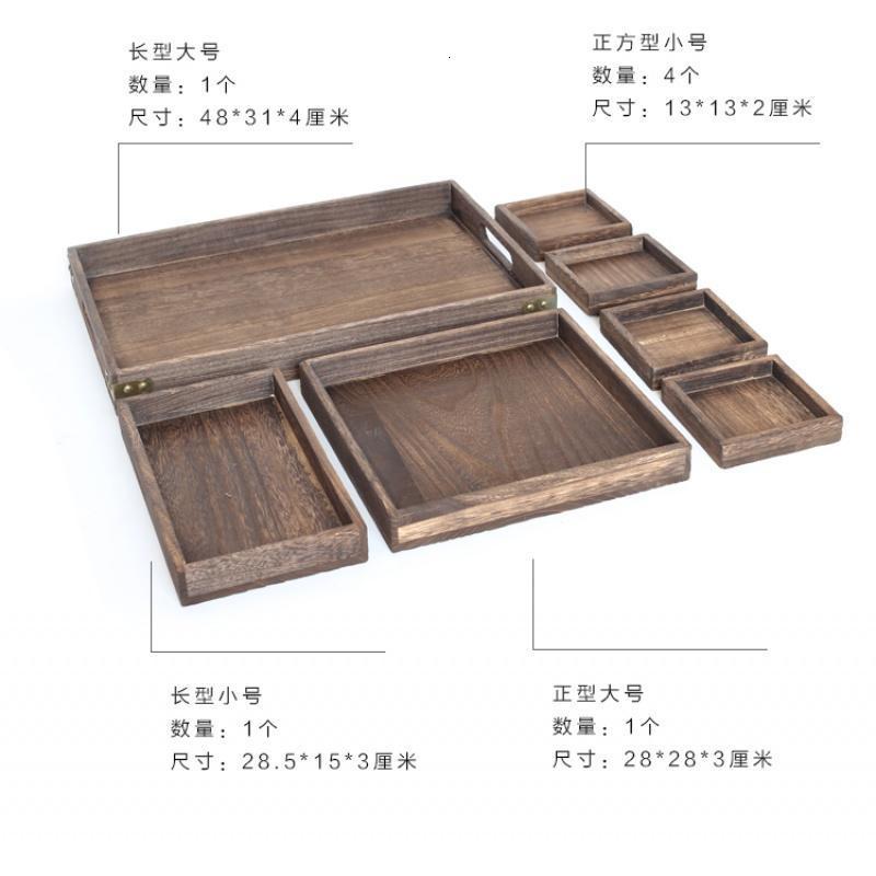 日式实木烧桐木茶具套装原木分割盘桌面多功能托盘