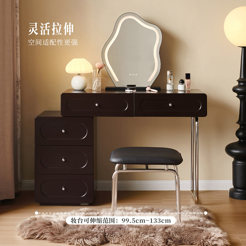 全友家居法式复古伸缩梳妆台斗柜一体化妆桌小型高级化妆收纳台高清大图