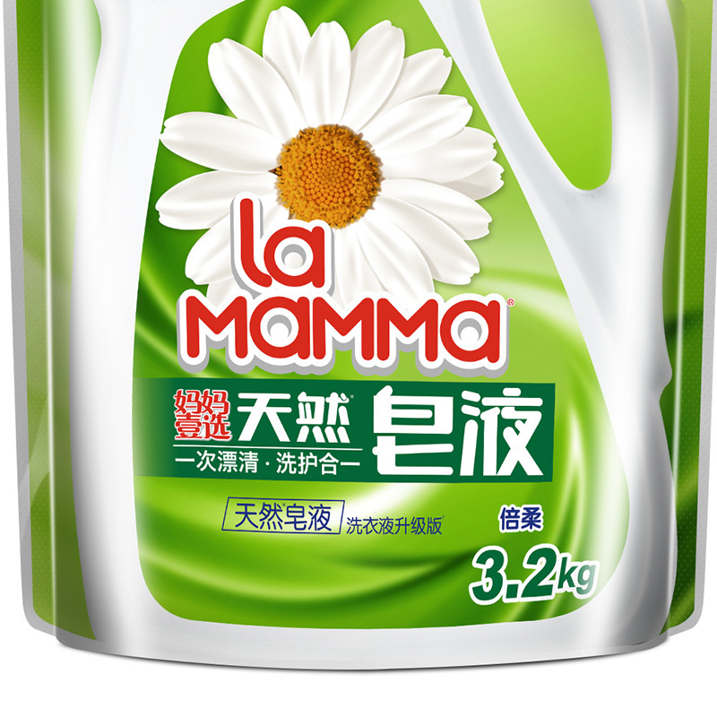 妈妈壹选天然皂液 倍柔洗衣液 清香 袋装3.2kg 威露士(Walch)出品