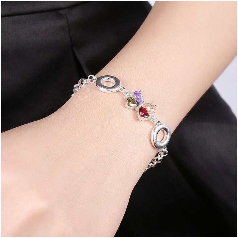 H497 Women Fashion Bracelet女生饰品气质水晶手链镀925纯银复古送女朋友七夕情人节礼物