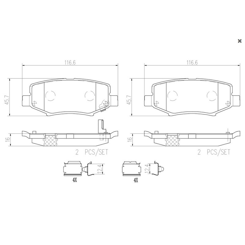布雷博(brembo)后刹车片.陶瓷P18024N适用于牧马人3代3.6L,3.8L