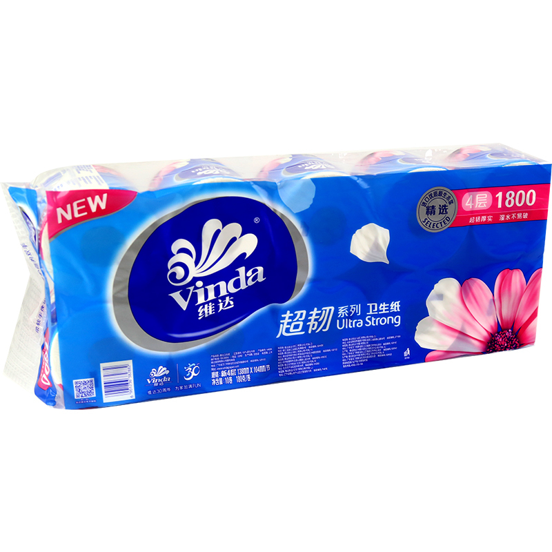 维达(Vinda)超韧卫生纸卷筒纸四层卷纸180g/卷*10卷/提*6提V4688DJ点睛