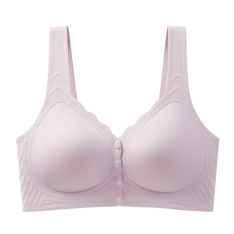 浪莎哺乳内衣防下垂聚拢产后喂奶前开扣夏季薄款无痕怀孕专用文胸 雾紫 XXL40/90ABC(建议140-155斤