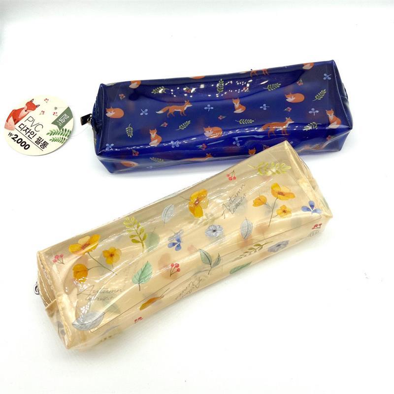 笔袋pvc四角笔袋学生笔袋透明文具袋少女简约