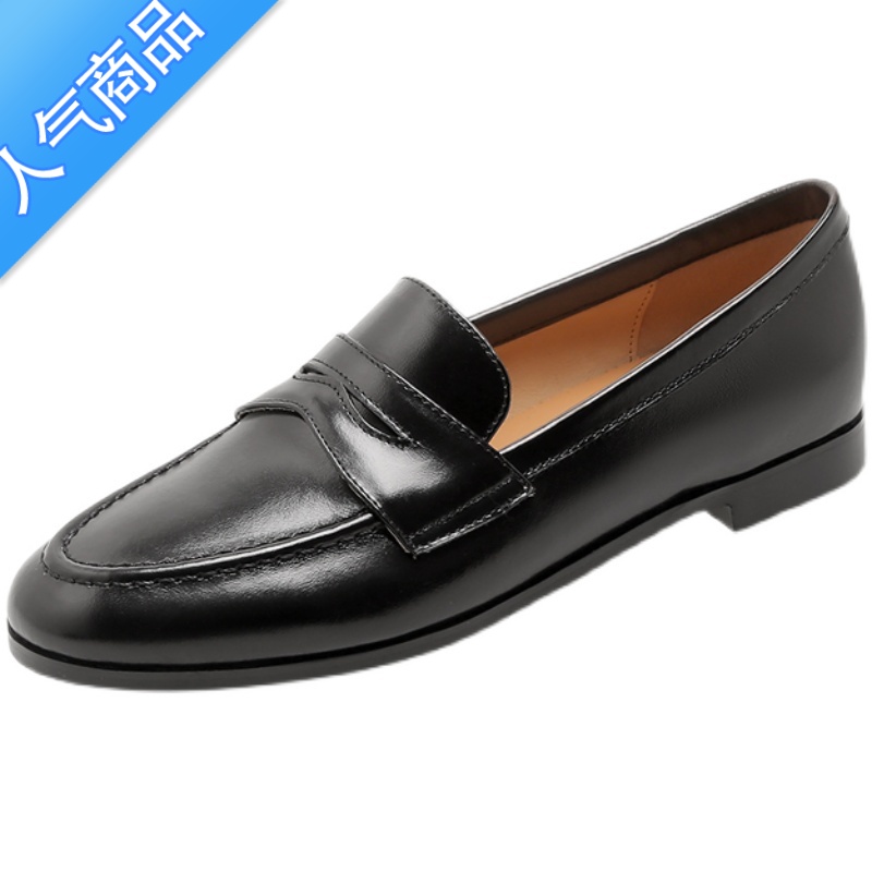 SUNTEKins 巨巨好穿~ 懒人鞋一脚蹬乐福鞋女复古小皮鞋极简平底单鞋高清大图