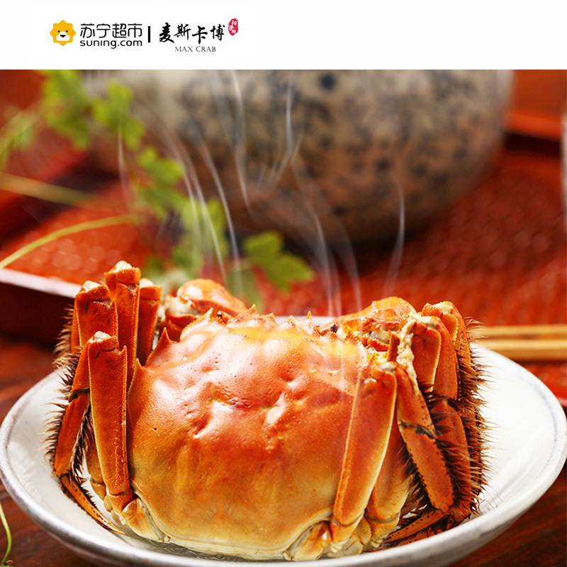 阳澄湖麦斯卡博大闸蟹礼券 858尊享卡 4对装(公蟹3.0两;母蟹2.0两)礼盒套装带品蟹大礼包
