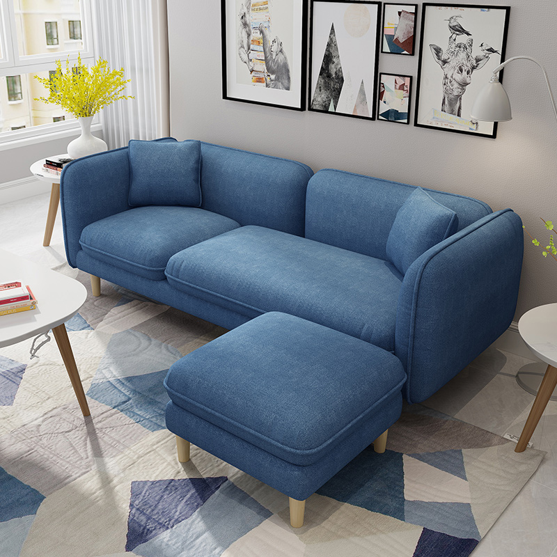 北欧休闲沙发现代简约布艺三人位脚踏公寓小户型搭配组合沙发视频