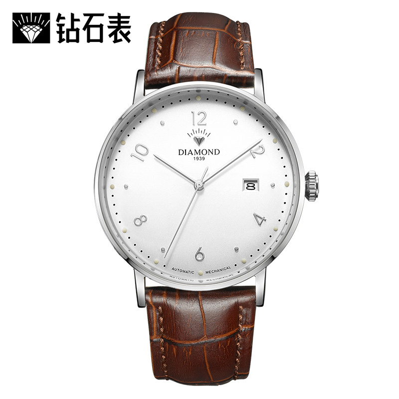 上海钻石牌(diamond)手表男士自动机械表超薄日历6101手表机械表 男