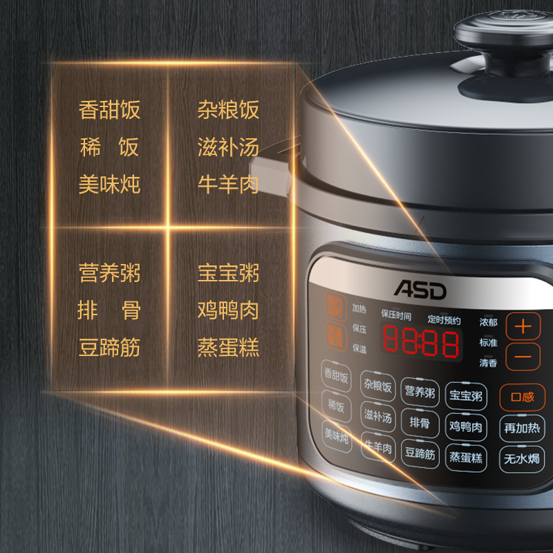 爱仕达(ASD)5L 电压力锅 1000W大功率双胆聚能发热盘加热AP-Y50E196高清大图