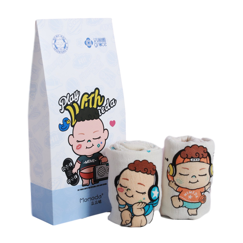 洁丽雅 么么哒童巾2条装 DX0663 婴儿宝宝洗脸柔软吸水手巾(单位:盒)