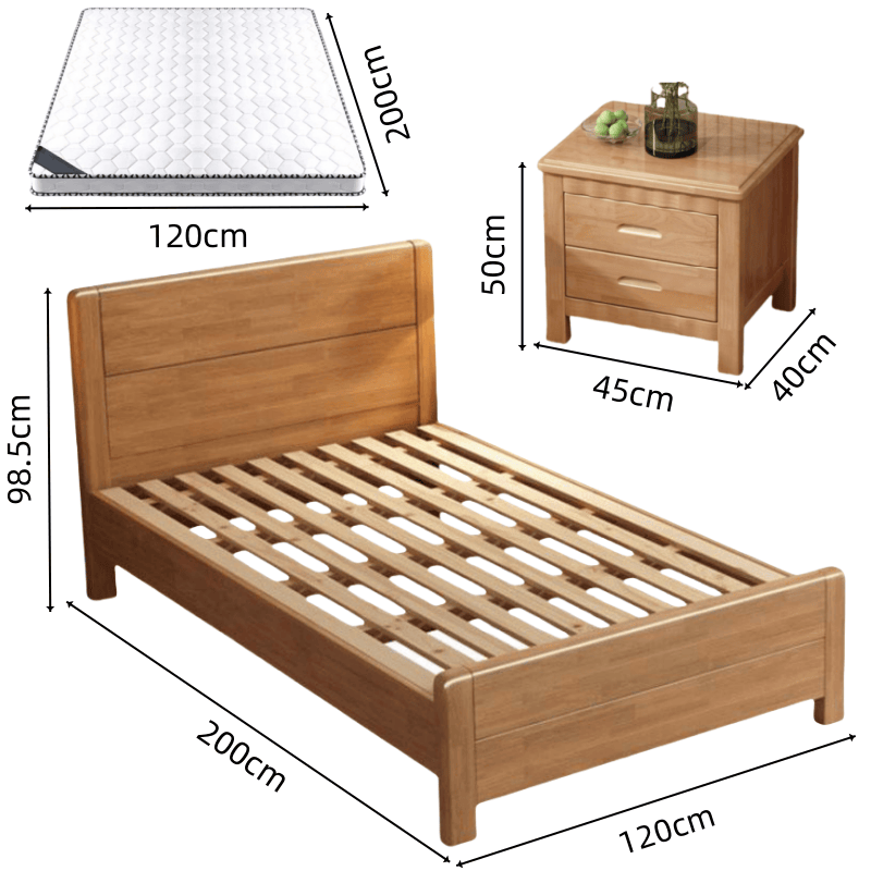 鑫木樽床+床垫+床头柜120*200*98.5cm套高清大图