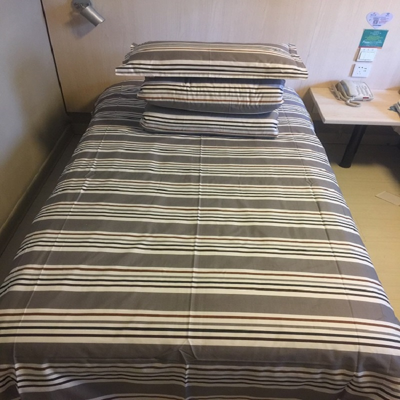 煊煜全棉斜纹床品三件套(灰条)1.2米床用被套160*230床单160*230枕套48*78cm 套