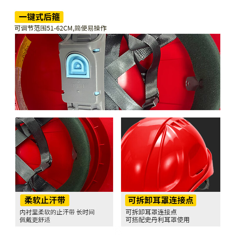史丹利ST1130 M型ABS安全帽 红色 1130CN-RE透气款防砸抗冲击防护头盔高清大图