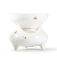 常生源 茶漏 陶瓷功夫茶具 羊脂玉白瓷 茶滤 滤茶器 浮雕对花 蝶韵茶漏