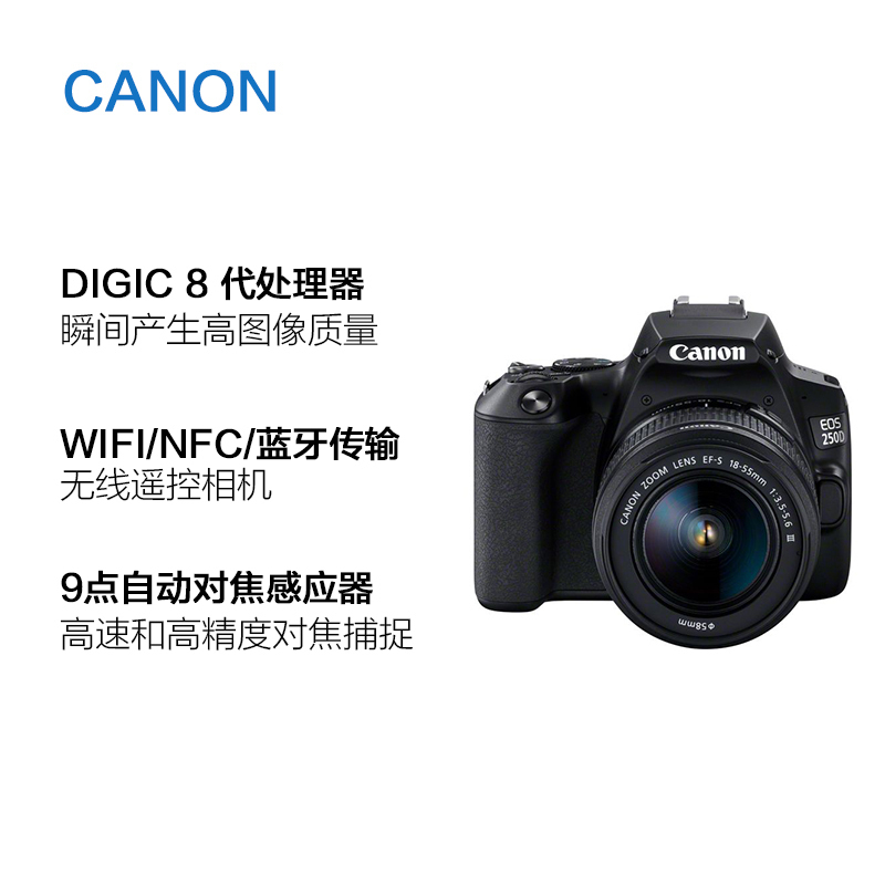 佳能(Canon)EOS 250D 数码单反相机18-55mm stm单镜头套装 同国行200DII
