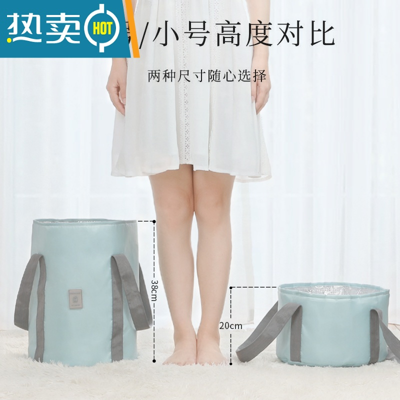 敬平泡脚袋可折叠泡脚桶便携式水盆旅行器户外足浴简易洗脸洗脚水桶 灰色小船[中号]送压缩毛巾
