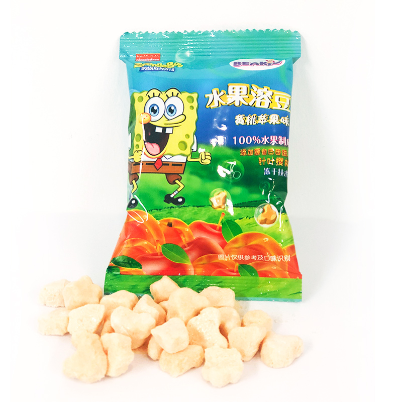 beakid 美国海绵宝宝纯水果溶豆水果脆片黄桃苹果味24g-盒装 零食点心