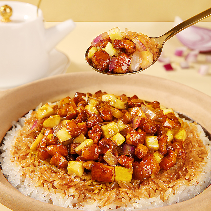 百草味台式卤肉煲仔饭350g懒人自热方便即食夜宵出游便携速食满满