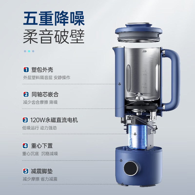 摩飞电器 多功能破壁豆浆机 MR8200 全自动清洗免过滤 低音降噪 多功能菜单可预约 600ml 蓝色高清大图