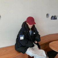 佐露絲白鸭绒工装连帽短款羽绒服女2021冬新款韩版小个子蓝色加厚面包服外套